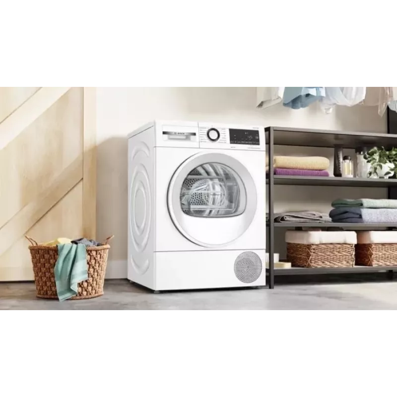 Kondensācijas veļas žāvētājs Bosch WQG145APPL 9 kg, siltumsūknis, 14 programmas, LED displejs, balts