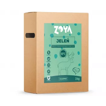 Sausā suņu barība ZOYA ColdPRO Deer 3 kg — pieaugušiem suņiem, ierobežotu sastāvdaļu brieža gaļas formula, 26% olbaltumvielu, 9,5% tauku