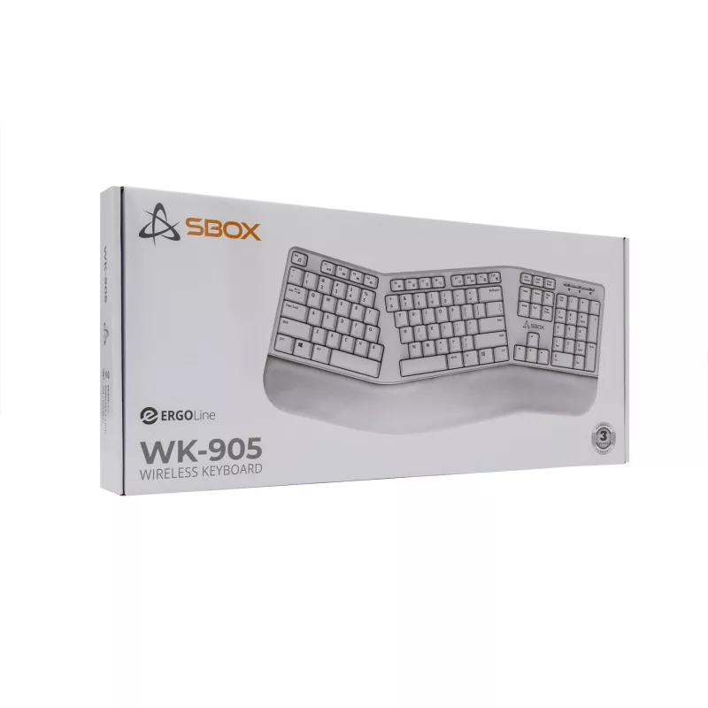 Bezvadu tastatūra SBOX WK-905 US — bēša, USB bezvadu savienojums, ASV izkārtojums