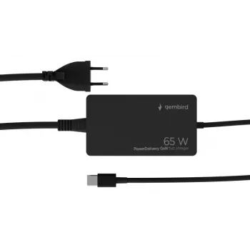 Cablexpert NPA-AC-PDQC65-01 65 W PowerDelivery GaN USB Type-C ātrais lādētājs, melns | Cablexpert