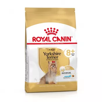 Sausā suņu barība Royal Canin Yorkshire Terrier 8+ 1,5 kg — mājputni, vecāka gadagājuma mazo šķirņu suņiem, 29% olbaltumvielu, 18% tauku