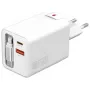 Iekštelpu USB-C/USB-A ātrais lādētājs 4smarts 541065 — Universāls AC 100–240V, Max 20V, 0,7 m kabelis, balts