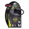 Izvelkamā saite Flexi NEON GIANT M — 8 m lentes pavada, maks. noslodze 25 kg, ergonomisks rokturis, melns/dzeltens