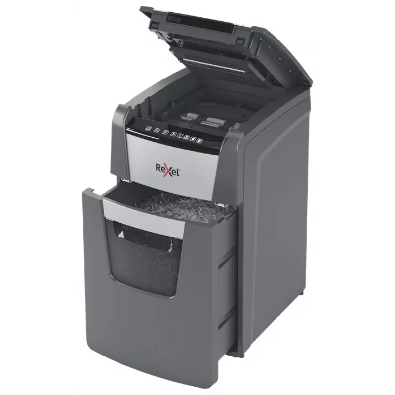 Rexel Optimum AutoFeed+ 130X papīra smalcinātājs Krustveida smalcināšana 55 dB 22 cm Melns, Sudraba