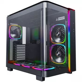 Montech KING 95 PRO Midi-Tornis, rūdīts stikls, ARGB - melns
