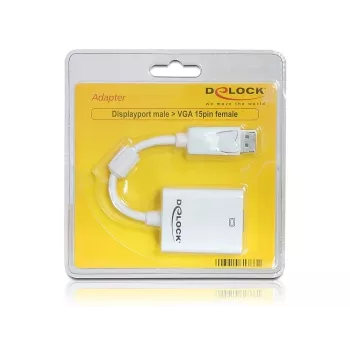 Video kabeļa adapteris DeLOCK 61766 0,125 m VGA DisplayPort balts