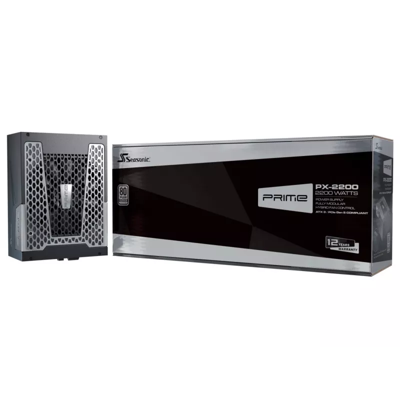 Seasonic Prime PX-2200 barošanas bloks, 80 PLUS Platinum, pilnībā modulārs, ATX 3.1, PCIe 5.1 - 2 200 vati