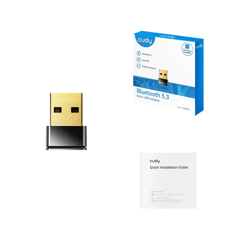 Bluetooth adapteris Cudy BU530 USB Type-A, melns, Bluetooth izeja, Windows 8.1 atbalsts