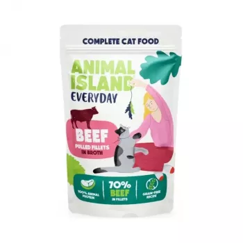 ANIMAL ISLAND Everyday liellopa filejas buljonā - mitrā kaķu barība - 12 x 85 g