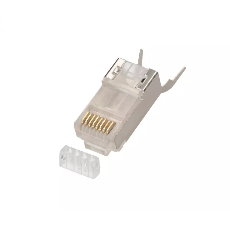 RJ45 savienotājs Extralink CAT6A FTP 8P8C, caurspīdīgs, vīrišķais/sievišķais, 1 gab.