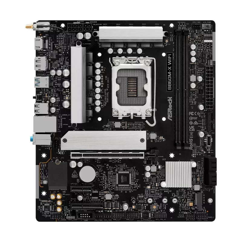 Mātesplate ASRock B860M-X WiFi — Intel B860, LGA 1851, micro ATX, DDR5, 2x DIMM, 4x M.2, 2.5Gb LAN, Wi‑Fi 6E, Bluetooth 5.3