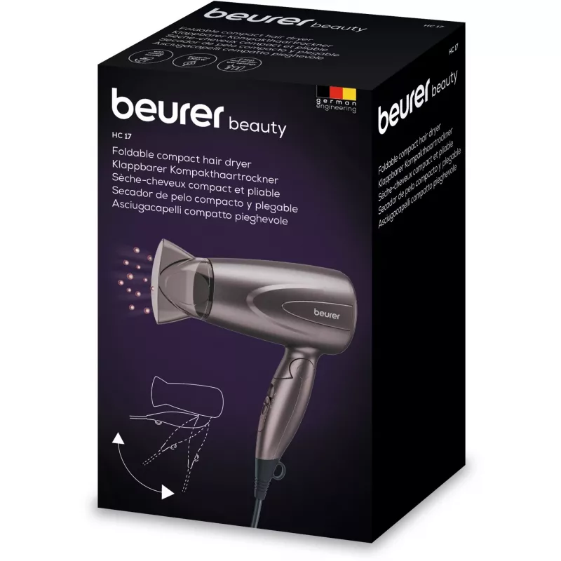 Matu žāvētājs Beurer HC 17 ceļojumu matu žāvētājs pelēks 1000W