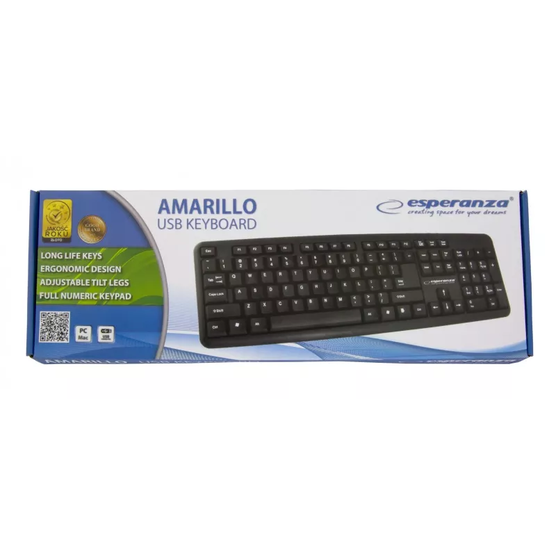 Vadu klaviatūra ESPERANZA EK134 Pilnizmēra 100% USB, melna, 1,45 m kabelis