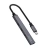USB 3.0 4-portu saskarnes centrmezgls SAVIO AK-71 ar USB-C resursdatora pieslēgvietu, 5000 Mbit/s, 2 gadu garantija