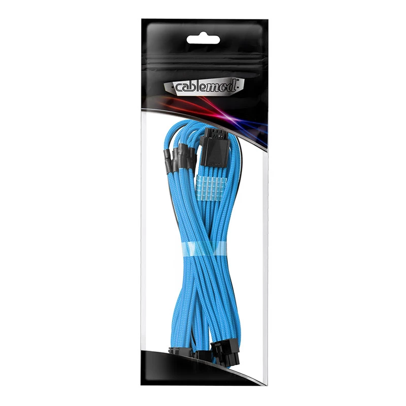 CableMod C-Series PRO ModMesh 12VHPWR uz 3x PCI-e kabelis Corsair — 60 cm, gaiši zils