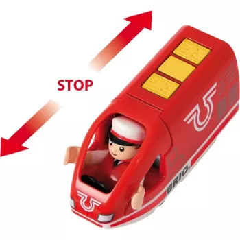 Pasaules rotējošais akumulatora vilcieniņš, rotaļu transportlīdzeklis sarkans