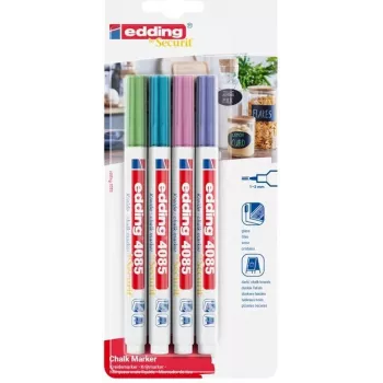 Edding 4085/4W Krīta marķieris metālisks 1–2 mm uzgalis, 4 gab. iepakojums