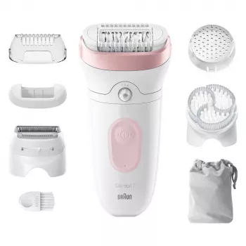 Braun Silk-epil 7 SE7-060 epilators, 40 pincetes, rozā/baltā krāsā