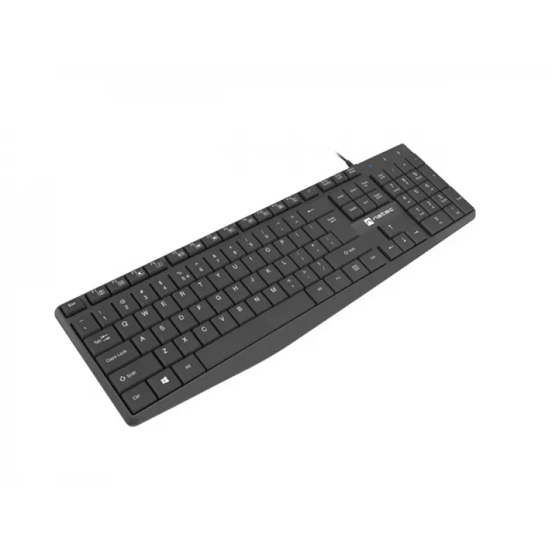 Vadu pilnizmēra tastatūra NATEC NAUTILUS NKL-1950 — USB, QWERTY US International, 105 taustiņi, melna