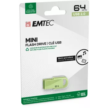 USB zibatmiņa Emtec D250 Mini 64GB USB Type-A 2.0 Melna