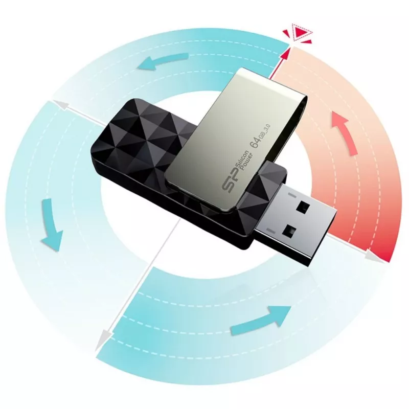 Silicon Power Blaze B30 USB zibatmiņa 64 GB USB Type-A 3.0 (3.1 Gen 1) Melna