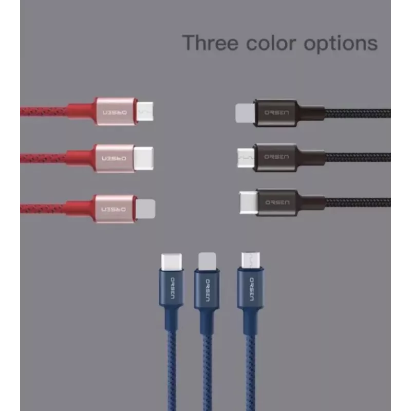 USB kabelis Orsen S9M A uz Micro USB 2.1A 1 m melns