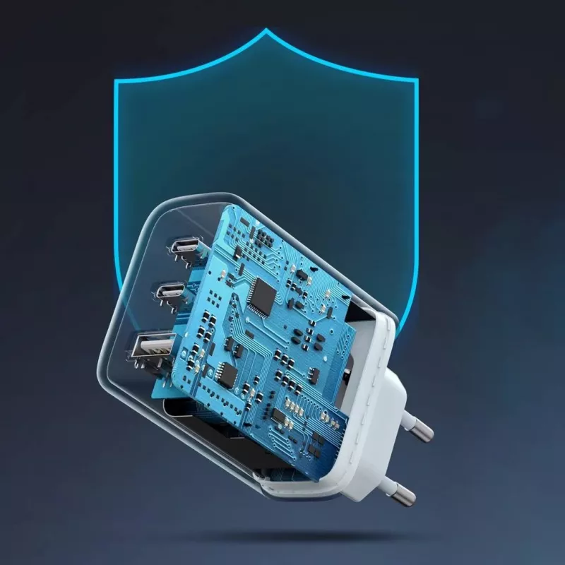 Sienas lādētājs UGREEN CD275 2× USB Type-C 65W Balts — dubults USB-C 65W ātra uzlāde, 100–240V ieeja