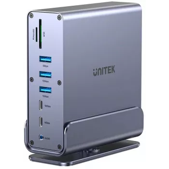 Dokstacija Unitek D1135AGY01 DisplayLink adapteris, trīskāršs 4K atbalsts, 15-in-1, 15 W PD strāva