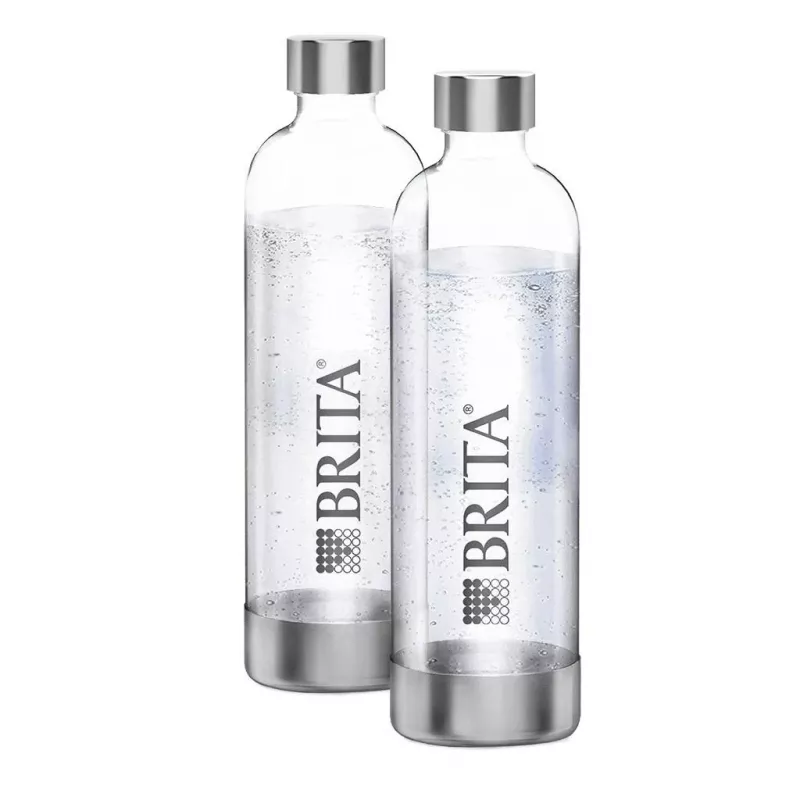 Gāzēšanas pudele BRITA 1043722 — nerūsējošais tērauds, 1 L, caurspīdīga, 2 gab. iepakojumā