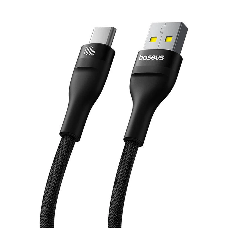 Baseus Flash 2 USB A uz USB C ātrās uzlādes kabelis 2 m 100 W Melns
