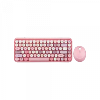 Perixx PERIDUO-713 Pink DE bezvadu tastatūra, peles komplekts vācu valodā, QWERTZ rozā, rozā (11713)