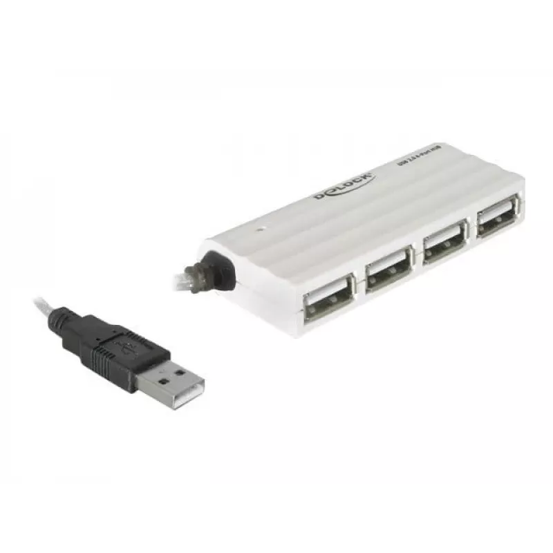 DeLOCK USB centrmezgls 87445 4 pieslēgvietu ārējais 480 Mbit/s Balts