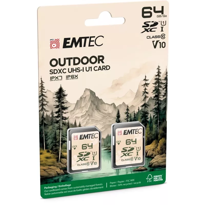 Flash atmiņa Emtec 64GB UHS-I U1 V10 Outdoor ECMSD64GXCU1ORP