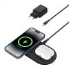 Belkin WIZ021VFBK - 2-in-1 bezvadu uzlādes paliktnis ar Qi2 tehnoloģiju 15 W, melns