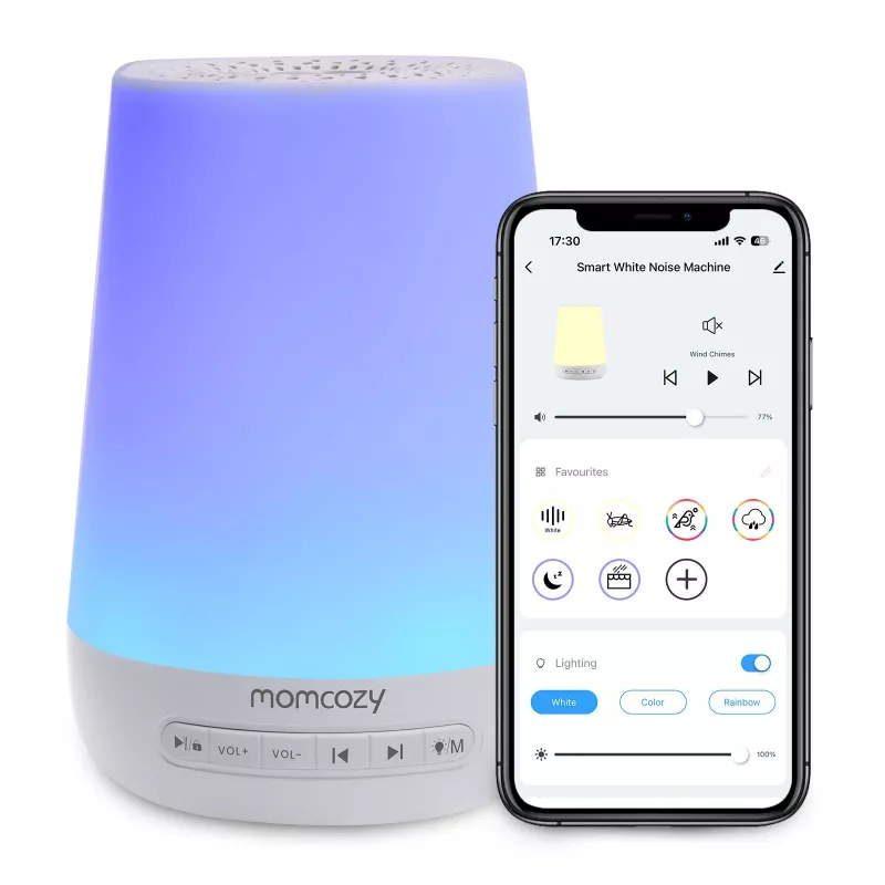 Momcozy WN02 LED nakts gaisma ar balto troksni, Wi-Fi, Alexa, USB-C