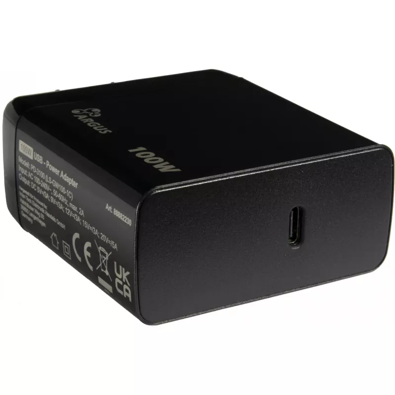 PD lādētājs INTER-TECH PD-3100 100W USB-C melns ātrs strāvas adapteris