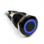 Vandāliem izturīga spiedpoga Impactics 19 mm, IP65, zila gaismas diode, melna