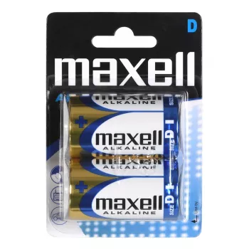 Vienreizēja sārmaina baterija MAXELL D 1.5V (cilindriska) — 2 gab., blisterī