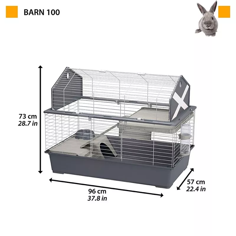 Būris Ferplast Barn 100 trušiem un jūrascūciņām, metāla/plastmasas, 960×570×730 mm, taupe/baltā