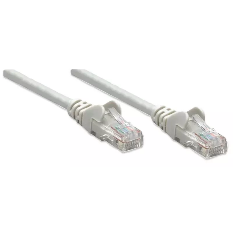 Intellinet tīkla ielāpu vads, Cat6, 0,5m, pelēks, CCA, U/UTP, PVC, RJ45, apzeltīti kontakti, bez aizķeršanās, ar aizsargapvalku, mūža garantija