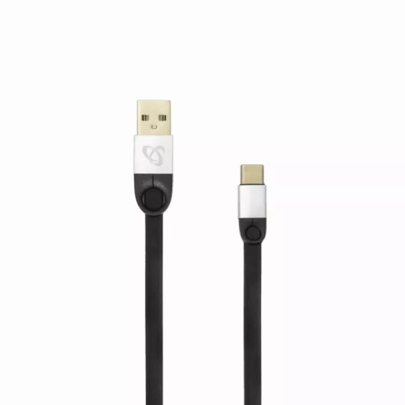 Sbox USB 2.0-Type-C/2.4A melns/sudraba 1,5M