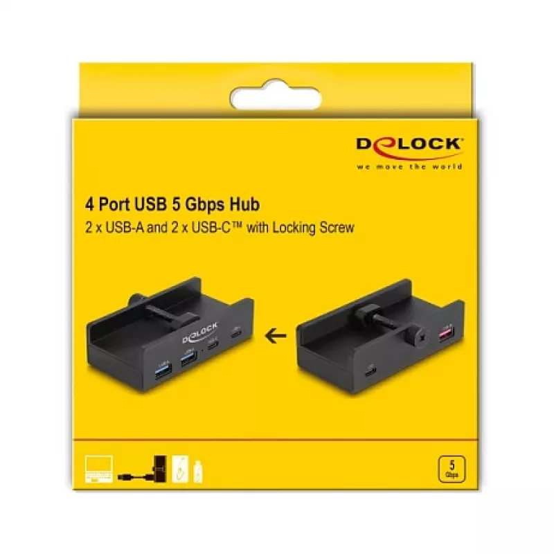 DeLOCK 64262 USB 2.0 Type-A centrmezgls 5000 Mbit/s Melns