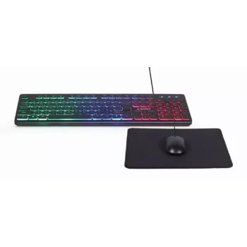 Vadu pilna izmēra tastatūra ar peli Gembird KBS-UML-01 — USB, QWERTY US, 104 taustiņi, melna