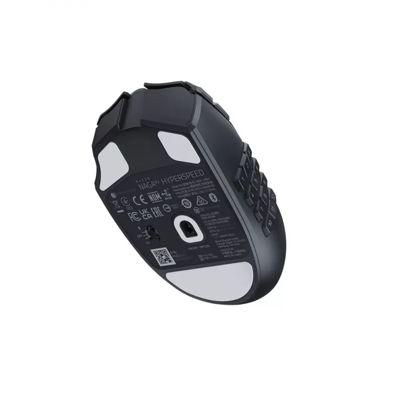Spēļu pele Razer Naga V2 HyperSpeed RF bezvadu + Bluetooth, labā roka, 30000 DPI, optiskā, melna