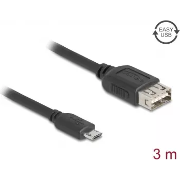 USB 2.0 kabelis DELOCK 81520 — Micro‑USB B uz USB A, 3 m, melns