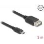 USB 2.0 kabelis DELOCK 81520 — Micro‑USB B uz USB A, 3 m, melns