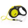 Izvelkama pavada Flexi New NEON 5 m - lentes pavada, maziem suņiem līdz 15 kg, melna/dzeltena