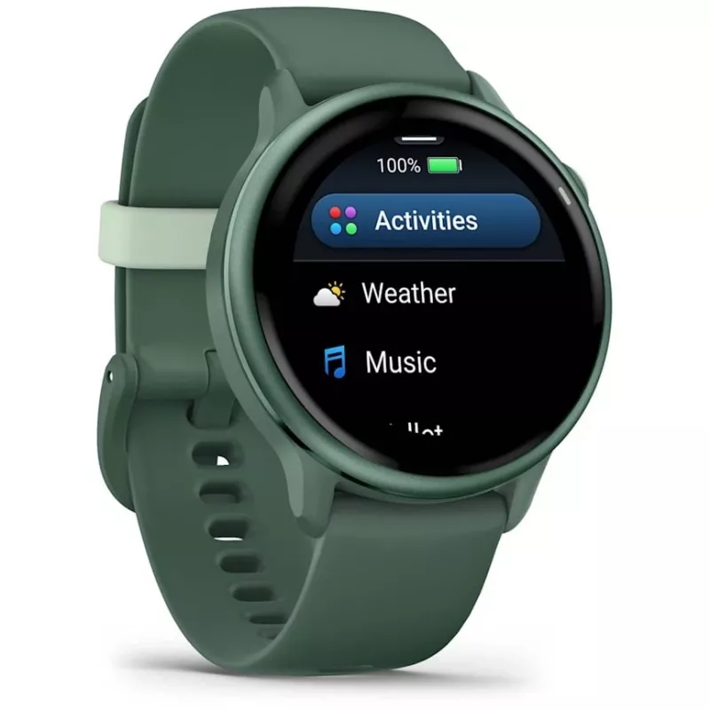 Viedpulkstenis GARMIN vívoactive 6 – sporta pulkstenis, 42 mm alumīnija/polimēra korpuss, AMOLED 1,2 collas, GPS, 5 ATM, optiskais HR, SpO2, 8 GB, zaļš