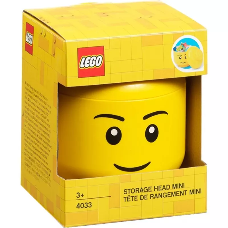 Room Copenhagen LEGO glabāšanas galva “Puika” mini – glabāšanas kaste maziem klucīšiem un rotaļlietām