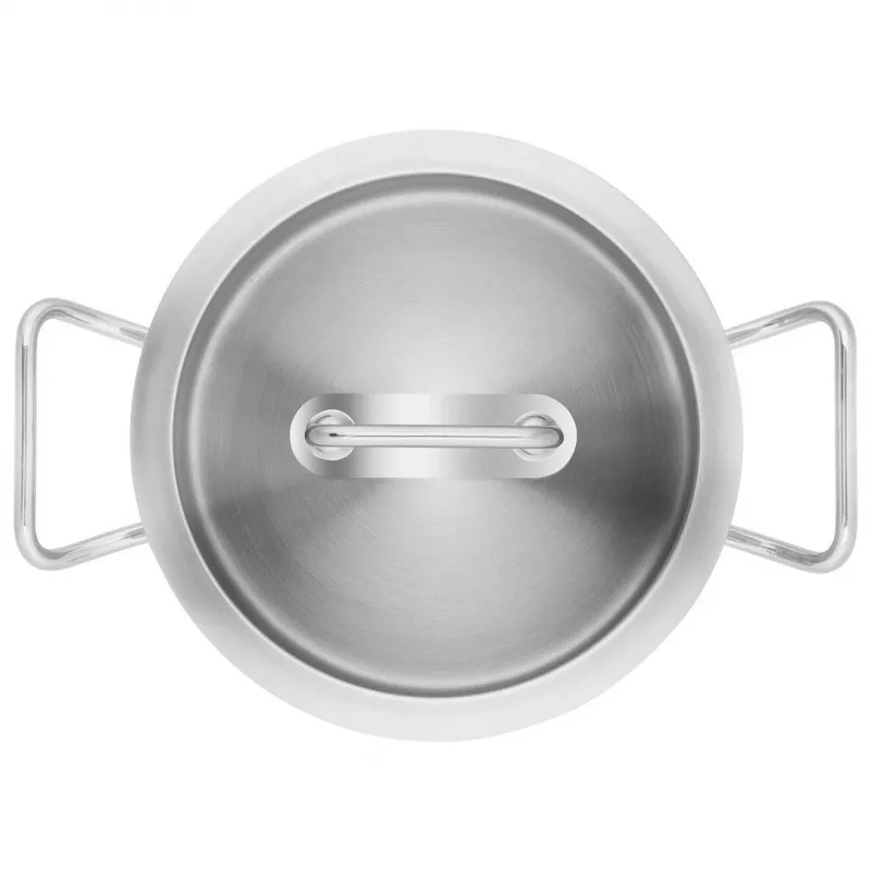 Trauku komplekts ZWILLING 65120-005-0 — 5 daļu nerūsējošā tērauda katli, vāki, droši cepeškrāsnij un trauku mazgājamai mašīnai, nepiedegošs pārklājums, maks. 200°C